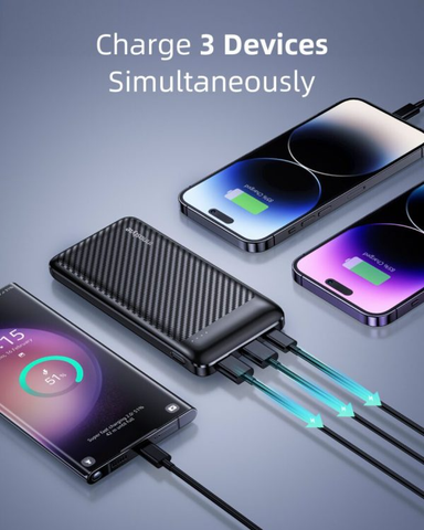 Pin dự phòng có dây Innostyle Powersmart+ PD 20W 10000 MAH 3 Cổng Vân Carbon