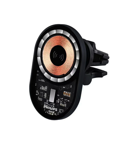 Đế sạc xe hơi kèm sạc không dây từ tính Philips cao cấp công suất PD15W