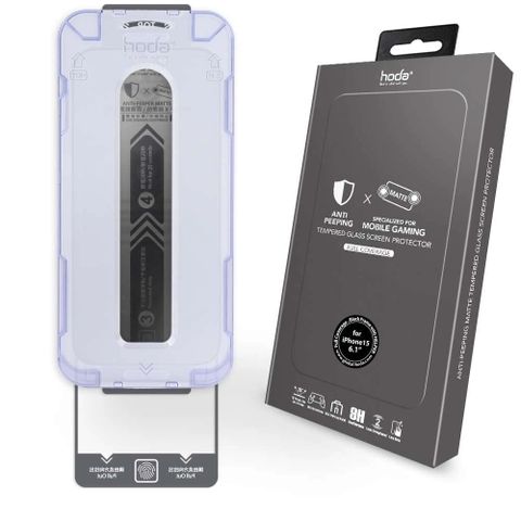 Kính cường lực HODA kèm khung trợ dán chống nhìn trộm và chống bám vân iPhone 15 series