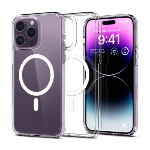 Ốp lưng SPIGEN CRYSTAL HYBRID MAGFIT WHITE MAGSAFE cho iPhone 14 Series
