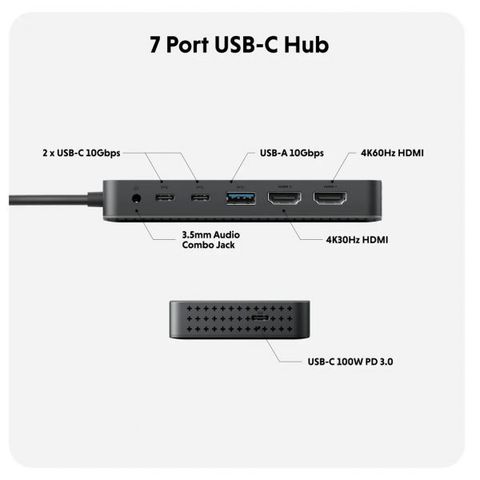 Cổng Chuyển HYPERDRIVE Next Dual 4K Hdmi 7 Port Usb-C Xuất 2 Màn Độc Lập Macbook M1/M2/M3