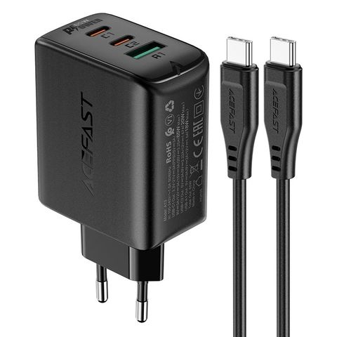  Củ Sạc ACEFAST PD3.0 65W 3 cổng USB-C+USB-C+USB-A (EU) -A13 Tương thích và có thể sạc cùng lúc nhiều thiết bị 