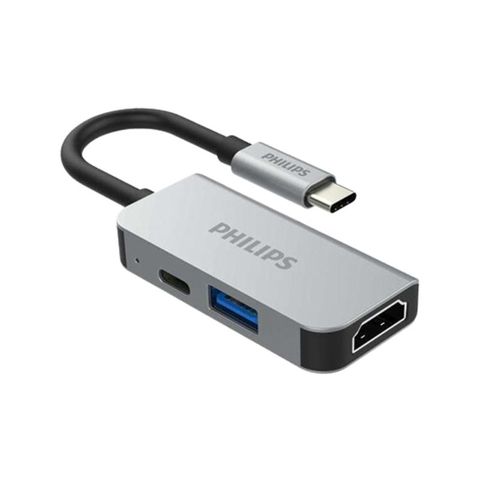 Hub chuyển đổi Philips 3 in 1 USB C to HDMI+USB+PD nhỏ gọn, đa năng