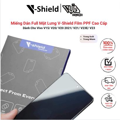  Miếng Dán Full Mặt Lưng V-Shield Film PPF Cao Cấp Dành Cho Vivo V15/ V20/ V20 2021/ V21/ V23E/ V23 