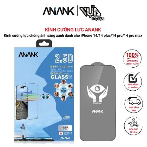  Kính cường lực ANANK chống ánh sáng xanh cho iPhone 14 series bảo vệ mắt 