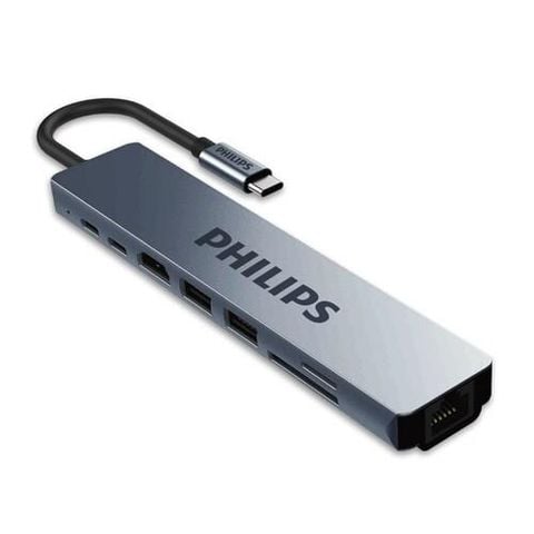 Hub chuyển đổi Philips 8in1 USB-C to HDMI+USB*2+PD+RJ45+SD+TF