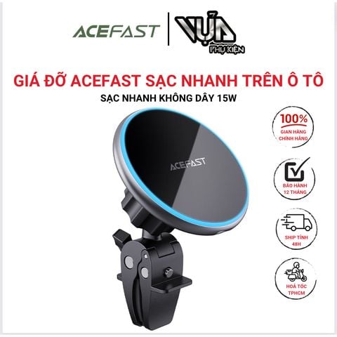  Giá đỡ đế sạc nhanh không dây từ tính trên xe hơi 15W ACEFAST - D3 Đế giữ ổn định, có thể xoay ngang hoặc dọc 