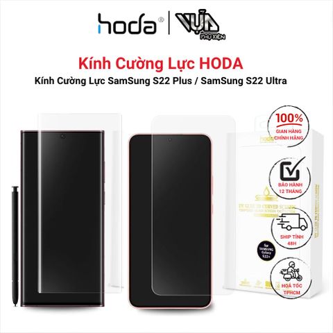  Miếng dán cường lực HODA chống phản chiếu 3D UV Full Glue cho Samsung Galaxy S22 Plus/ S22 Ultra 