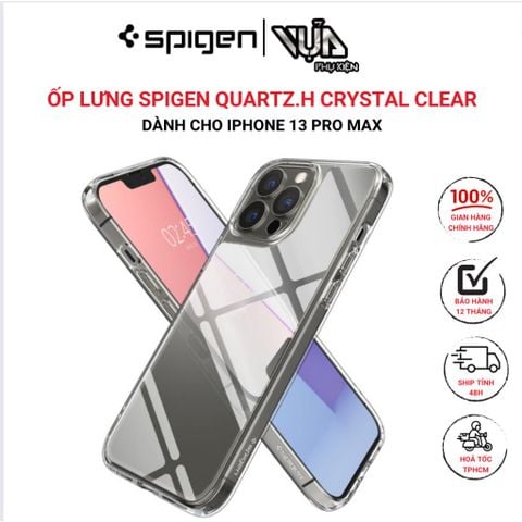  ỐP LƯNG IPHONE 13 PRO MAX QUARTZ.H CRYSTAL CLEAR chống sốc với mặt sau trong suốt 