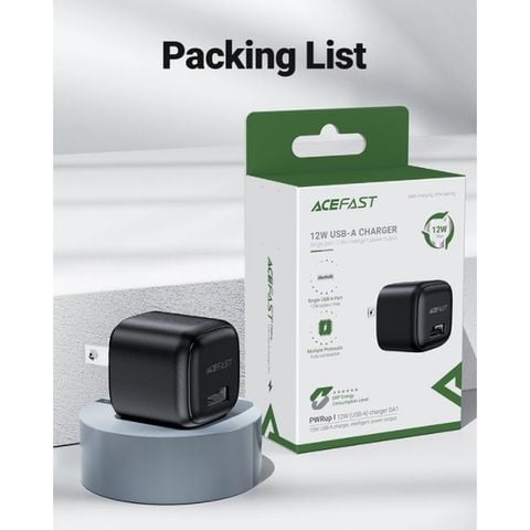 Củ Sạc ACEFAST 12W 1 cổng USB-A (US) -DA1