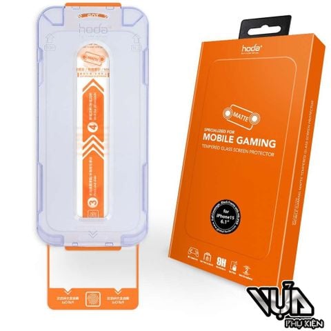 KÍNH CƯỜNG LỰC HODA KÈM KHUNG TRỢ DÁN CHỐNG BÁM VÂN TAY CÓ VIỀN ĐEN iphone 15 series