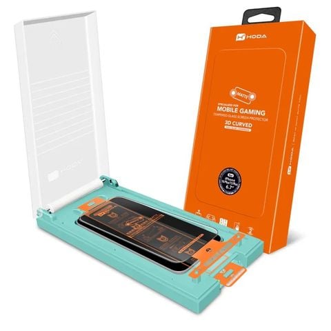 Kính Cường Lực Hoda 3D Nhám Kèm Khung Trợ Dán dành cho iPhone 16 Serries
