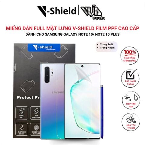  Miếng Dán Full Mặt Lưng V-Shield Film Ppf Cao Cấp Cho Samsung Galaxy Note 10/ Note 10 Plus 