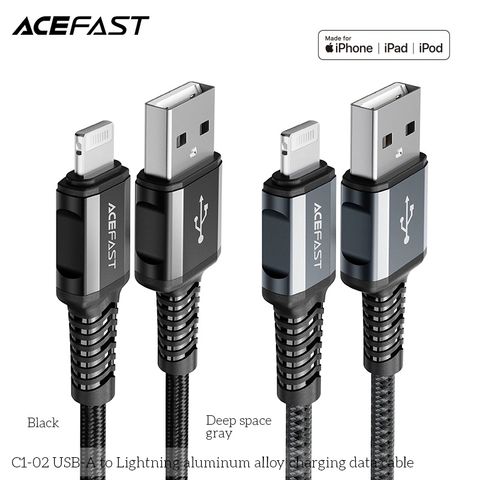  Dây Cáp ACEFAST Lightning (1.2m) - C1-02 Cáp hỗ trợ sạc nhanh (lên đến 2.4A) đồng thời chống quá nhiệt 