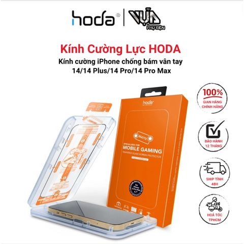  Miếng dán cường lực HODA chống bám vân tay có viền đen cho iPhone 14/14 Plus/14 Pro/14 Pro Max 