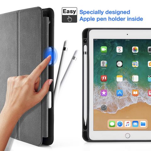  ỐP BAO DA TOMTOC (USA) SMART COVER SLIM WITH PEN HOLDER Dành Cho IPAD 9.7/10.5 Inch 