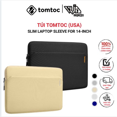  TÚI TOMTOC (USA) SLIM LAPTOP SLEEVE FOR 14-INCH MACBOOK PRO M2/M1chống nước để bảo vệ khỏi trầy xước, bụi 