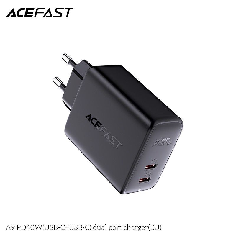  Củ Sạc ACEFAST PD3.0 40W 2 cổng USB-C (EU) - A9 Chất liệu PC chống cháy, chắc chắn và bền, nhiều mạch bảo vệ 