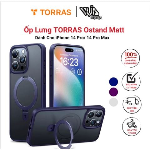  Ốp lưng TORRAS UPRO Ostand Matte cho iPhone 14 Pro/ 14 Pro Max bảo vệ chống trầy xước, chống sốc 