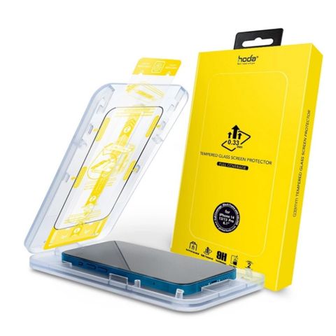 Kính Cường Lực kèm khung trợ dán HODA trong suốt có viền đen cho iPhone 14 Series