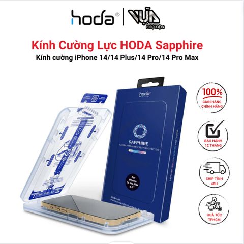  Miếng dán cường lực kèm khung trợ dán HODA Sapphire cho iPhone 14/14 Plus/14 Pro/14 Pro Max 