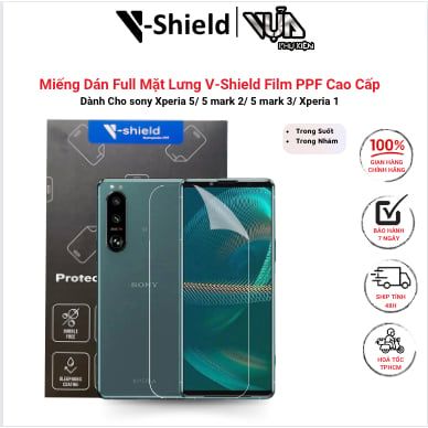 Miếng Dán Full Mặt Lưng V-SHIELD Film PPF Cao Cấp Cho sony Xperia 5/ 5 mark 2/ 5 mark 3/ Xperia 1