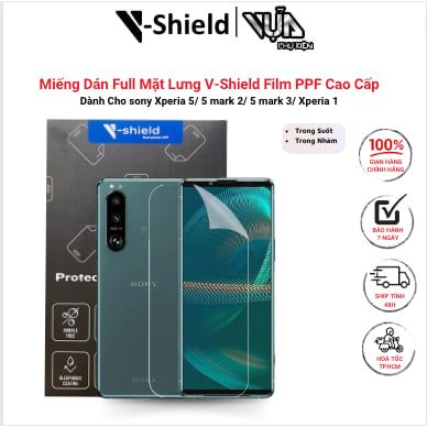  Miếng Dán Full Mặt Lưng V-Shield Film PPF Cao Cấp Dành Cho sony Xperia 5/ 5 mark 2/ 5 mark 3/ Xperia 1 