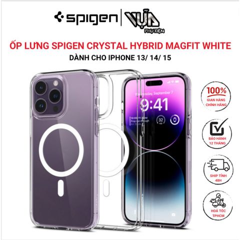  ỐP LƯNG Magsafe IPHONE 13/ 14 SPIGEN CRYSTAL HYBRID MAGFIT WHITE 