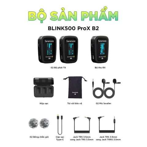 Micro Thu Âm Không Dây Saramonic Blink500 Prox B1 - Công Nghệ 2.4Ghz - Độ Trễ 8Ms -  Bảo Hành Chính Hãng 24 Tháng