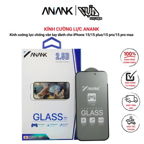  Kính cường lực ANANK chống bám vân tay cho iPhone 15 series mượt mà dễ sử dụng 