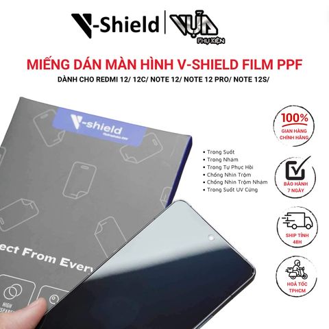  Miếng dán màn hình V-Shield Film PPF DÀNH CHO Redmi 12/ 12C/ Note 12/ Note 12 Pro/ note 12S 