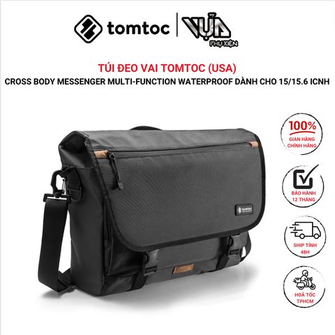  TÚI ĐEO VAI TOMTOC (USA) CROSS BODY MESSENGER MULTI-FUNCTION WATERPROOF Dành Cho ULTRABOOK 15/15.6 Inch 