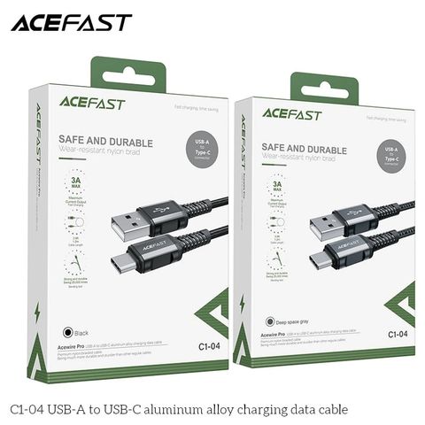  Dây Cáp ACEFAST Type C (1.2m) - C1-04 dòng điện lên đến 3A, chiều dài 1.2m, đầu nối hợp kim nhôm 