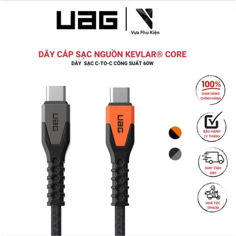  Dây Cáp Sạc UAG NGUỒN KEVLAR® CORE Dây  sạc c-to-c công suất 60W hỗ trợ sạc nhanh an toàn và đáng tin cậy 