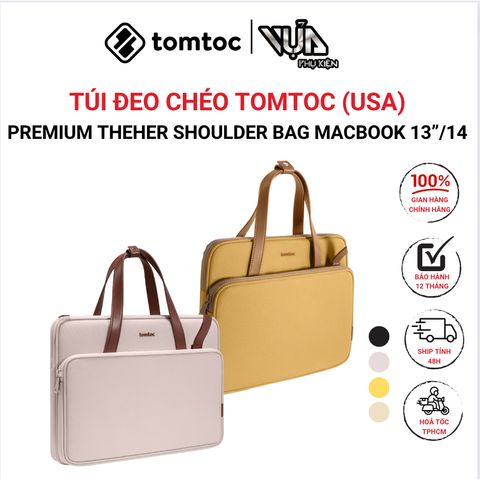  TÚI ĐEO CHÉO TOMTOC (USA) PREMIUM THEHER SHOULDER BAG MACBOOK 13/14, ULTRABOOK 13 