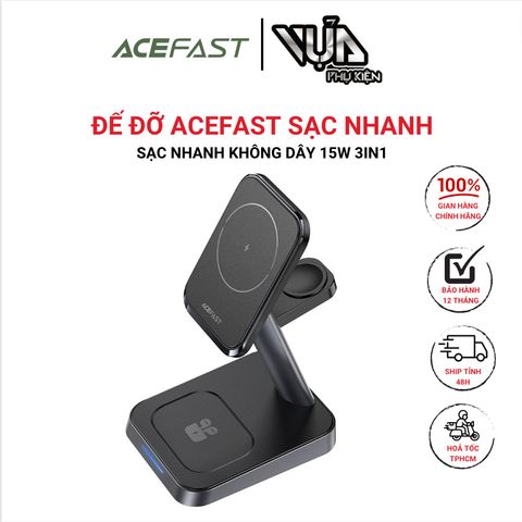  Giá đỡ đế sạc nhanh không dây ACEFAST 3 in 1 - E3 Điều chỉnh sạc dọc hoặc ngang Có thể sạc cùng lúc 3 thiết b 