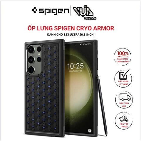  ỐP LƯNG SPIGEN Dành Cho SAMSUNG GALAXY S23 ULTRA 2023 CRYO ARMOR MATTE BLACK 