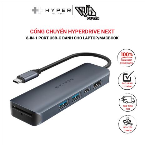  Cổng Chuyển Hyperdrive Next 6-In-1 Port Usb-C Dành Cho Laptop/Macbook 