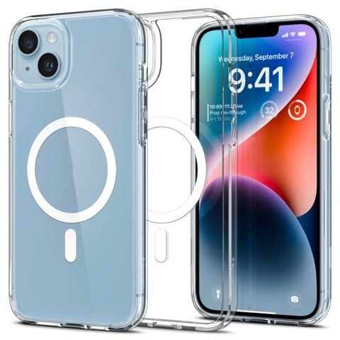  ỐP LƯNG DÀNH CHO IPHONE 14 PLUS / 15 PLUS SPIGEN CRYSTAL HYBRID MAGFIT WHITE 