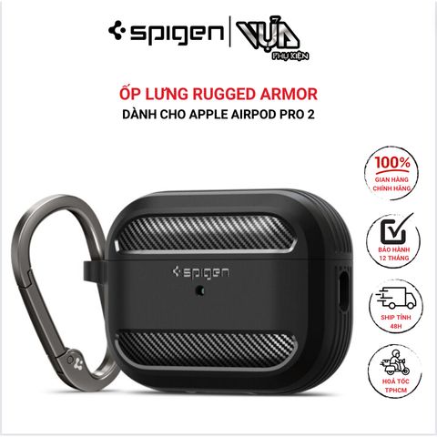  ỐP LƯNG SPIGEN DÀNH CHO APPLE AIRPOD PRO 2 RUGGED ARMOR MATTE BLACK 