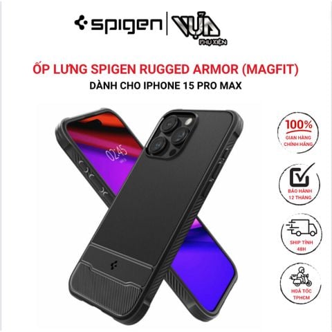  ỐP LƯNG SPIGEN DÀNH CHO IPHONE 15 PRO MAX RUGGED ARMOR (MAGFIT) 