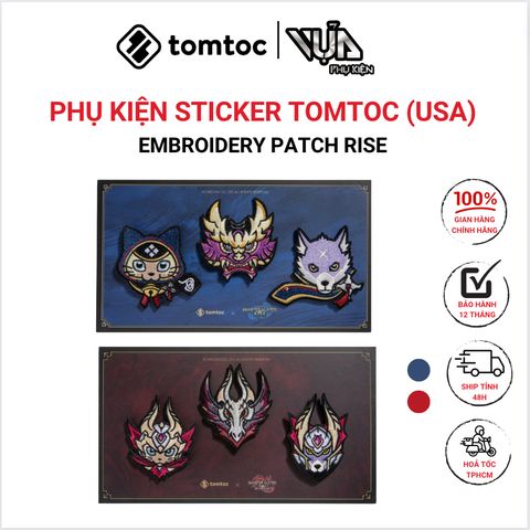  PHỤ KIỆN STICKER TOMTOC (USA) MHRS-EMBROIDERY PATCH RISE Miếng dán được làm bằng chất liệu vinyl cao cấp 