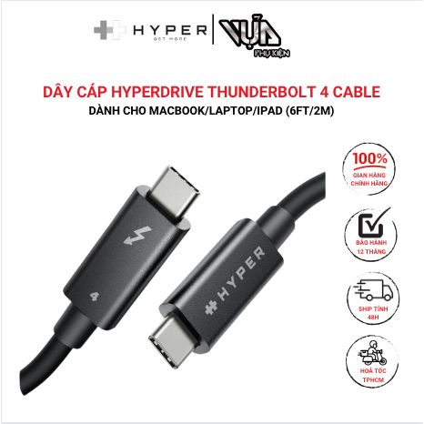  Dây Cáp Hyperdrive Thunderbolt 4 Cable Dành Cho Macbook/Laptop/Ipad (6Ft/2M) 