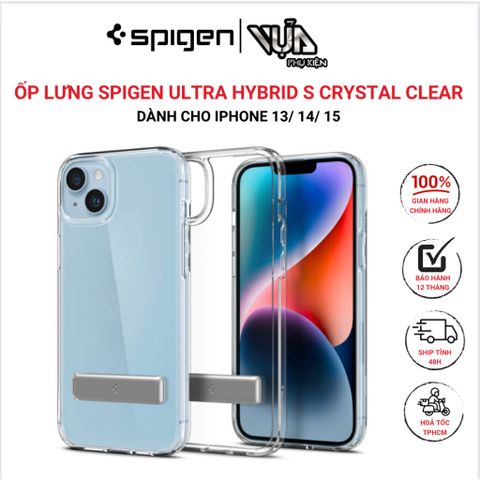  ỐP LƯNG IPHONE 13/ 14/ 15 SPIGEN ULTRA HYBRID S CRYSTAL CLEAR 