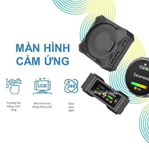 Mic Thu Âm Không Dây SARAMONIC BlinkMe B2 - Màn Hình Cảm Ứng