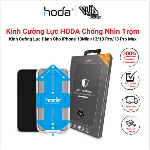  Miếng dán cường lực HODA 2in1 chống nhìn trộm và chống bám vân tay cho iPhone 13 Mini/13/13 Pro/ 13 Pro Ma 