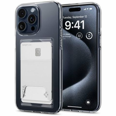  ỐP LƯNG DÀNH CHO IPHONE 15 PRO MAX SPIGEN CRYSTAL SLOT DUAL thiết kế viền TPU cao hơn camera 