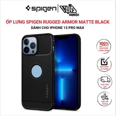  ỐP LƯNG SPIGEN IPHONE 13 PRO MAX RUGGED ARMOR MATTE BLACK 