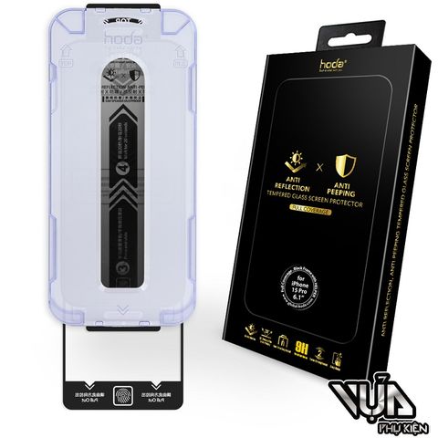  KÍNH CƯỜNG LỰC HODA 2IN1 KÈM KHUNG TRỢ DÁN CHỐNG CHÓI VÀ CHÔNG NHÌN TRỘM CÓ VIỀN ĐEN CHO IPHONE 15 SERIES 