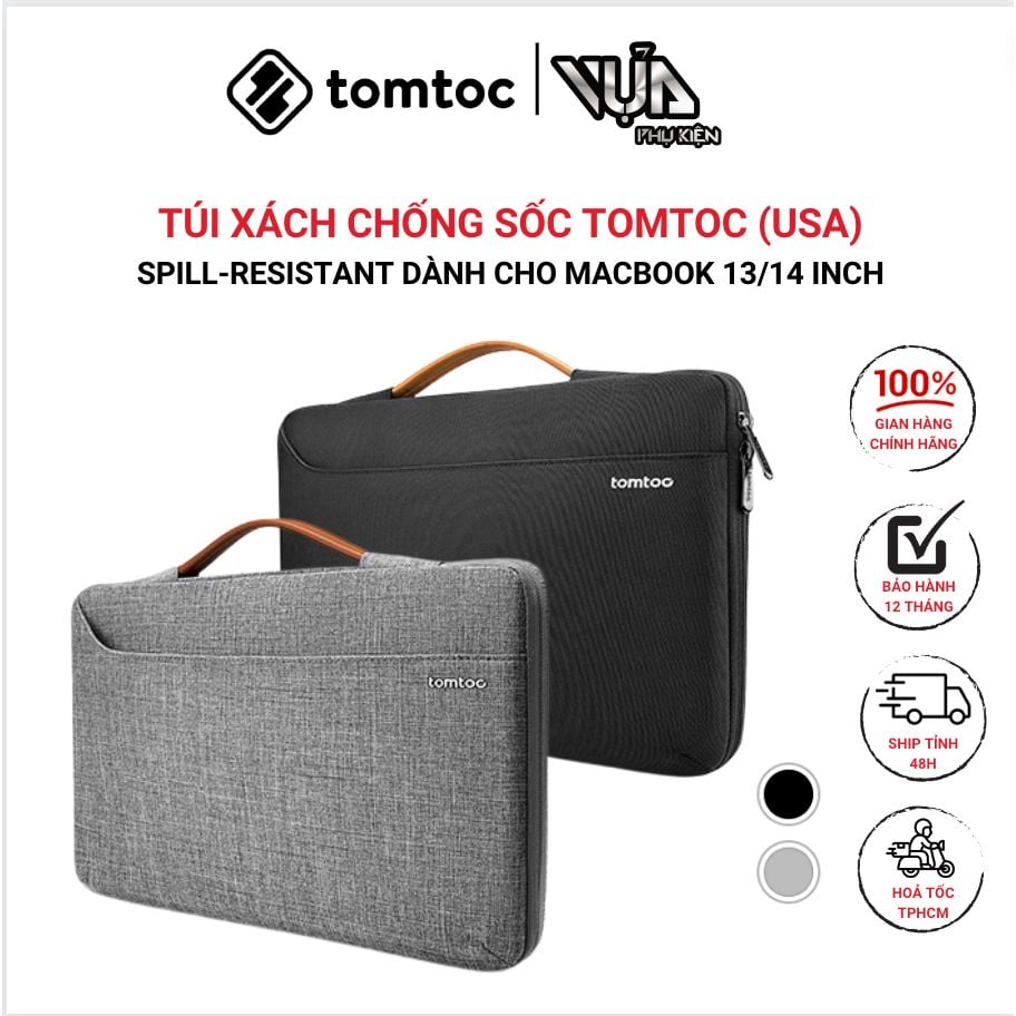  TÚI XÁCH CHỐNG SỐC TOMTOC (USA) SPILL-RESISTANT Dành Cho MACBOOK 14/ AIR/PRO 13 Inch 